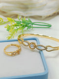 Gold-plated circle link bangle and ring set – luxury display