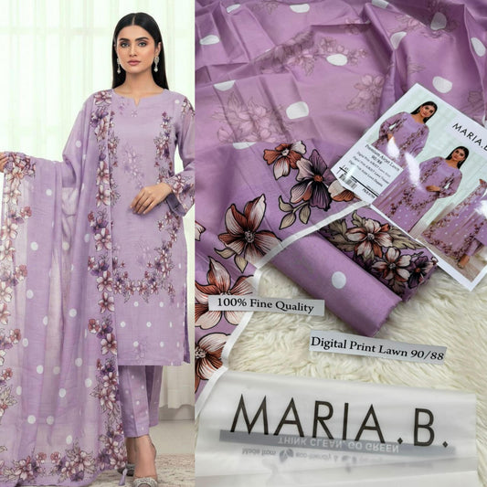 MARIA B Premium Digital Print Airjet Lawn 3 Piece Unstitched Suit