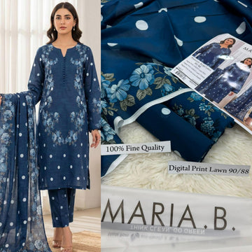 MARIA B Premium Digital Print Airjet Lawn 3 Piece Unstitched Suit