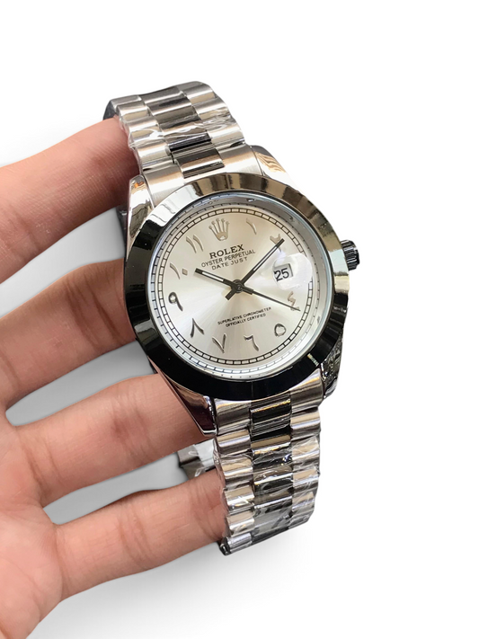 Two-Tone Luxury Dress Watch – Arabic Numeral Grey Dial