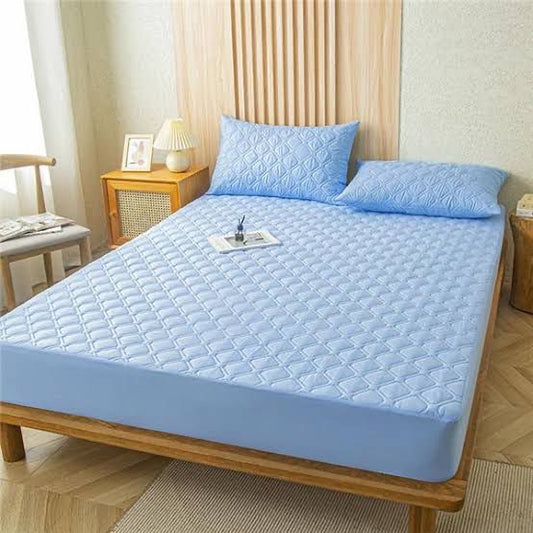 Quilted Waterproof Mattress Protector – Grey | Fitted Sheet Style