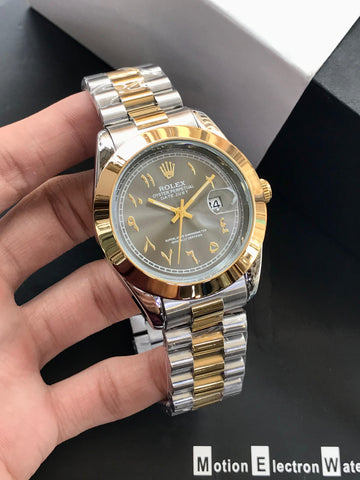 Two-Tone Luxury Dress Watch – Arabic Numeral Grey Dial