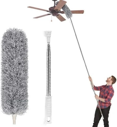 Extendable Microfiber Duster – Telescopic Ceiling Fan & High Reach Cleaning Brush