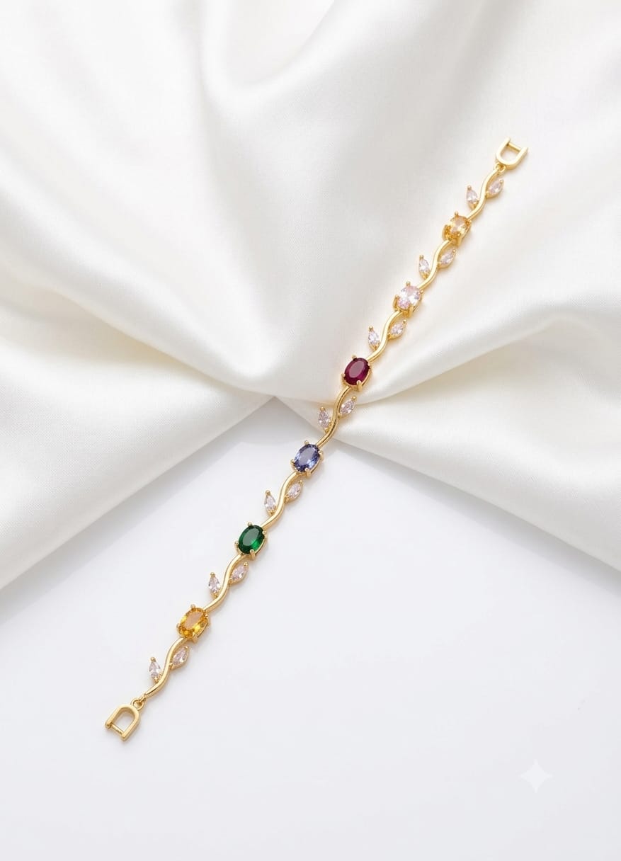 Delicate bracelet with colorful gemstones