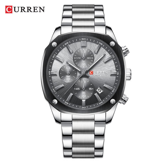 Curren Chronograph Orignal Men's Watch – Two-Tone Gold, Silver & Black  with White & Black Dial