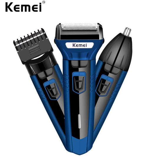 Kemei 3-in-1 Electric Grooming Kit – Shaver, Trimmer & Nose Hair Trimmer