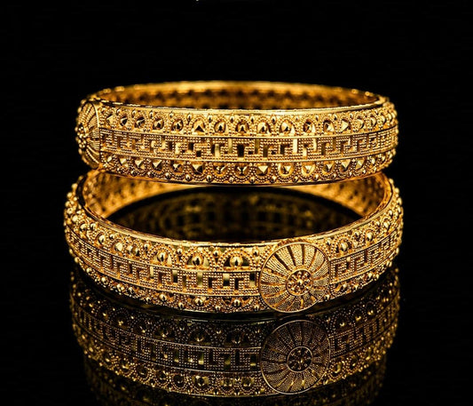 Traditional Gold Diamond-Cut Bangles
