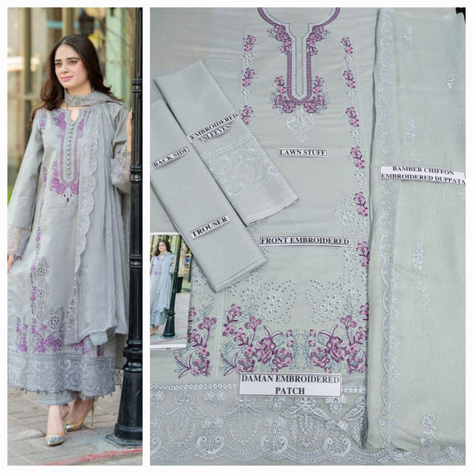 Alvion 3 Piece Heavy Embroidered Lawn Unstitched Suit
