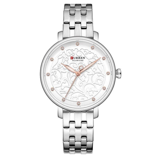 Curren Blanche Floral Embossed Ladies Watch