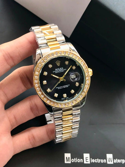 Luxury Two-Tone Diamond Bezel Watch – Green Dial