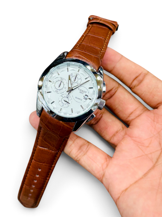 Tissot Couturier Quartz Chronograph Watch – Brown Leather Strap