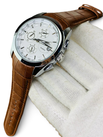 Tissot Couturier Quartz Chronograph Watch – Brown Leather Strap